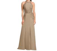 SAYNO Abito da sposa in pizzo con applique per madre della sposa abiti da ballo di fine anno pieghe abiti da cocktail taglie forti, Champagne, 50