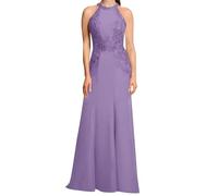 SAYNO Abito da sposa in pizzo con applique per madre della sposa abiti da ballo di fine anno pieghe abiti da cocktail taglie forti, Lilla, 50