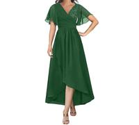 SAYNO Abito da sposa in pizzo con applique per madre della sposa abiti da ballo di fine anno pieghe abiti da cocktail taglie forti, Verde smeraldo, 50