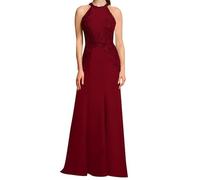 SAYNO Abito da sposa in pizzo con applique per madre della sposa abiti da ballo di fine anno pieghe abiti da cocktail taglie forti, Rosso vinaccia, 50