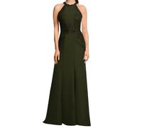 SAYNO Abito da sposa in pizzo con applique per madre della sposa abiti da ballo di fine anno pieghe abiti da cocktail taglie forti, Verde oliva, 50