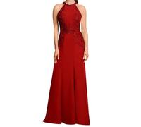 SAYNO Abito da sposa in pizzo con applique per madre della sposa abiti da ballo di fine anno pieghe abiti da cocktail taglie forti, Rosso, 50