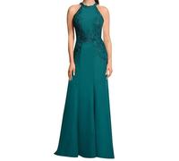 SAYNO Abito da sposa in pizzo con applique per madre della sposa abiti da ballo di fine anno pieghe abiti da cocktail taglie forti, Pavone, 50