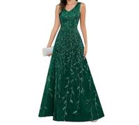 SAYNO Abito da sposa in pizzo con applique per madre della sposa abiti da ballo di fine anno pieghe abiti da cocktail taglie forti, Verde smeraldo, 64 Più