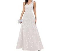 SAYNO Abito da sposa in pizzo con applique per madre della sposa abiti da ballo di fine anno pieghe abiti da cocktail taglie forti, avorio, 60 Più