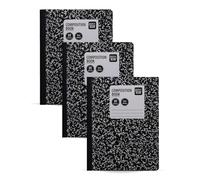 Sayomilau Pen+Gear Composition Book, Black Marble Cover, Wide-Ruled, 80 Sheets, 7.5 x 9.75 Pack of 3