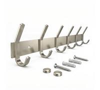 SAYONEYES Appendiabiti da parete con 6 ganci appendiabiti, 43 cm, in acciaio inox SUS304 resistente, finitura spazzolata, impermeabile, gancio da parete per bagno, cucina, ingresso (argento)