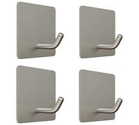 SAYONEYES Ganci autoadesivi per asciugamani da bagno in nichel spazzolato - SUS304 in acciaio inox impermeabile bastone su parete ganci con strisce forti - Ganci 3M per appendere cappotti - Confezione