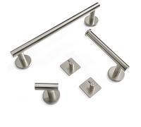 SAYONEYES Set di accessori da bagno in nichel spazzolato, 5 pezzi, montaggio a parete, include barra portasciugamani da 40,6 cm, porta carta igienica, 3 ganci per asciugamani, set di accessori da