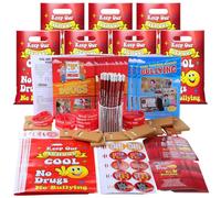 Saypacck 450 pz Nastro Rosso Settimana Prevenzione Abuso di Droghe Consapevolezza Articoli Bulk Anti Bullismo Segnalibri Matita Braccialetto Libro da Colorare Goody Bag Accessori per Contro Droga