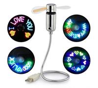 Saytay Ventola programmabile USB, nuova versione RGB, mini ventilatore USB LED con messaggio a collo d'oca flessibile, display a LED, funzione di memoria per PC, laptop, notebook, desktop (RGB)