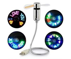 Saytay Ventola programmabile USB, nuova versione RGB, mini ventilatore USB LED con messaggio a collo d'oca flessibile, display a LED, funzione di memoria per PC, laptop, notebook, desktop (RGB)