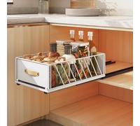SAYZH Cassetto Telescopico,Cassetto Scorrevole Estensibile Estraibile,Ripiani per Cassetti Estraibili per Armadio da Cucina con pellicola adesiva,Senza Bisogno di Trapano,40CM x 15.5CM x 25CM,Bianco