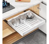 SAYZH Cassetto Telescopico Cucina Estensibile 30-50x43x5.8 cm - Cassetto Scorrevole Estraibile con Pellicola Adesiva - Senza Forare né Chiodi