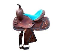 Sazaar Tack 8 Inch Western Youth-Kids Barrel Horse Pony Saddle with Floral Tooled Premium Quality 100B