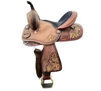 Sazaar Tack 8 Inch Western Youth-Kids Barrel Horse Pony Saddle with Floral Tooled Premium Quality 100A