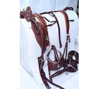 Sazaar Tack LHS-005 - Imbracatura da guida in pelle di alta qualità, per carrello singolo cavallo, disponibile in 4 misure, colore: Shetland