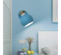 SAZDFY Moderno Nord Europa Applique Da Parete,e27 Portalampada Legna Metallo Tonalità Luci Da Muro Camera Da Letto Soggiorno Comodino Lampada-blu 23x20cm