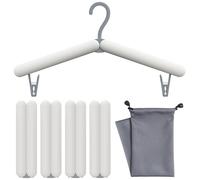 Sazfli Grucce da Viaggio Pieghevoli - Set da 4 Appendini Compatti in Plastica ABS con Clip Integrate, Leggeri e Portatili per Calze e Vestiti, Grigi con Custodia e Confezione Regalo