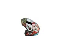 SB-41 Ares Teschio Lucido Nero Completo Viso Casco Argento Visiera L Misura