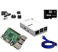 sb components Raspberry Pi 3 1 GB di RAM 1.2GHz a 64 Bit Quad-Core 16GB Class 10 Kodi OpenELEC Media Center Kit più recenti (Blu) (Bianco)