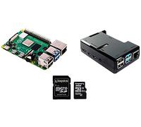 sb components Raspberry Pi 4 - Kit base per Raspberry Pi 4, modello B, custodia protettiva e scheda MicroSD da 32 GB trasparente Custodia trasparente. 2GB RAM
