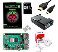 sb components Raspberry Pi 4 Starter Kit con guida rapida - 8 GB (scheda micro SD da 64 GB, custodia nera)