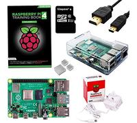 sb components Raspberry Pi 4 Starter Kit con guida rapida - 8 GB (scheda micro SD da 64 GB, custodia trasparente)