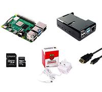 sb components Raspberry Pi 4 Starter Kit (Raspberry Pi 4 Model B, custodia protettiva, alimentatore, cavo micro HDMI e scheda MicroSD da 16 GB) nero Black Case 2GB RAM