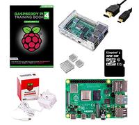 sb components Raspberry Pi 4 Starter Kit (Raspberry Pi 4 Modello B 2GB, custodia protettiva trasparente, alimentatore, cavo Micro HDMI e scheda MicroSD da 128 GB)