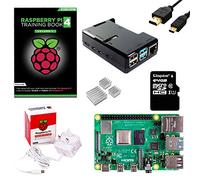 sb components Raspberry Pi 4 Starter Kit (Raspberry Pi 4 Modello B 2GB, Nero Protezione Accesso a tutte le porte, Alimentatore, Cavo Micro HDMI e Scheda MicroSD da 64 GB)