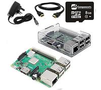 sb components - Starter kit RASPBERRY PI 3 B+ (modello 2018) con microSD da 8 GB (trasparente)