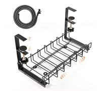 SB® - Organizer per cavi da scrivania estensibile da 30 cm a 54 cm + manicotto raccordabile, vassoio per cavi per scrivania dove nascondere cavi, multiprese e prese senza colla o fori.