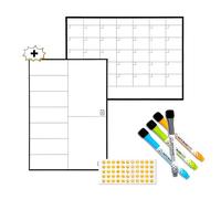 SB® PACK Calendario Magnetico Mensile A3 + Lavagna Magnetica Settimanale A4 + 4 Pennarelli Premium + 55 Stickers emogi | Lavagnetta Magnetica da Frigo per Organizzare Pasti e la Lista della Spesa