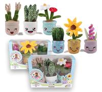 #sbabam Doki Doki 4Ever Green Peluche Piante Decorative, Set di 3 Personaggi Kawaii in Vasi con Faccine, Collezione Mini Cactus e Fiori, Decorazione Casa, età 0+