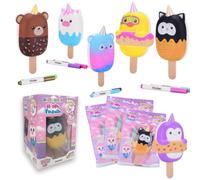#sbabam Doki Doki Happy Friends, Squishy Gelato Decorabili con Pennarelli, Set di 3 Personaggi Kawaii, Giocattolo Non Edibile per Bambini 3+ Anni