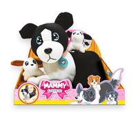 Sbabam, Mammy Surprise Big Version, Peluche Cane 34x25cm con Cuccioli, Giochi per Bambini da Edicola, Animali Giocattolo per Bambini, Pupazzi Cane Peluche per Regalo Bambina - Pupazzo Border Collie