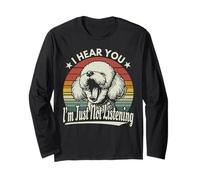 Sbadiglio Bichon Frise I Hear You I'm Not Listening Tramonto Retro Maglia a Manica
