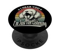 Sbadiglio Bichon Frise I Hear You I'm Not Listening Tramonto Retro PopSockets PopGrip Adesivo
