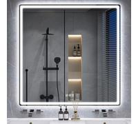 S'bagno 100x100cm Bluetooth-Specchio-Bagno-con-Luce-Led,Anti-Fog | 3000K-6500K, Dimmerabile, Memoria, Vetro Temperato HD, IP44-Specchio-Retroilluminato-Bagno, Orizzontale/Verticale