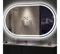 S'bagno Ovale Specchio Bagno con Luce 60x100cm, Bluetooth Specchio Retroilluminato Bagno con Anti-Fog, Memoria, 3000K/4000K/6500K, Vetro Temperato HD, IP44 Impermeabile, Orizzontale or Verticale