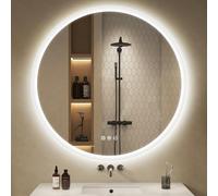 S'bagno Rotondo Specchio Bagno con Luce 90cm, Specchio Bagno LED con Bluetooth, Antiappannamento, 3000K/4000K/6500K, Dimmerabile, Vetro Temperato HD, Funzione di Memoria, IP44