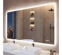 S'bagno Specchio-Bagno-con-Luce 140x80cm, Specchio-Bagno-LED-Retroilluminato, Bluetooth, Antifog, 3 Colori, Dimmerabile, Memoria, Temperato, Impermeabile IP44, Orizzontale/Verticale