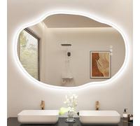 S'bagno Specchio da bagno irregolare con luci a LED, 700 x 1000 mm, specchio da bagno a led Bluetooth, anti-appannamento, 3000 K-6500 K, dimmerabile, memoria, vetro temperato HD, impermeabile IP44
