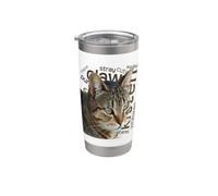 Sbalorditivo Tabby Cat Con Gatto Correlato Parola Collage Sfondo Bicchiere termico in acciaio inox doppia parete