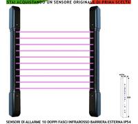 Sbarramento Allarme 10 Multif. Infrarosso Rileva Intruso Est.50 Int.100MT H200Cm