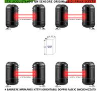 Sbarramento Infrarossi Attivi 4 Pezzi Antifurto 100/200 MT Estern/Intern Allarme