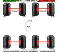 Sbarramento Infrarossi Attivi Esterno/Interno 4 Pezzi Antifurto 30/60 MT Allarme
