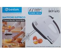 Sbattitore Elettrico Bestek 100 Watt 7 Velocità + 4 Fruste Acciaio Inox
