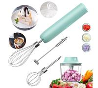 Sbattitore Elettrico e Montalatte Elettrico Set, Frusta Elettrica e Frullino Montalatte, Tritatutto da Cucina Elettrico Senza Fili, Minipimer per Tritare, Tagliare e Fare Purea, 4 Velocità, 300ML